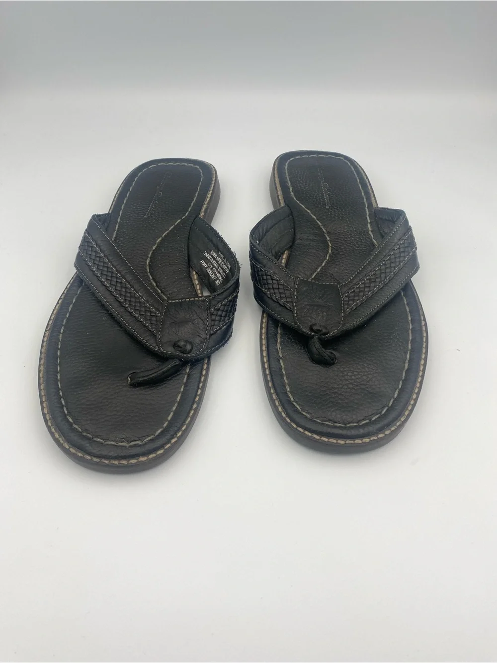 Tommy Bahama Black Leather Flip-Flops